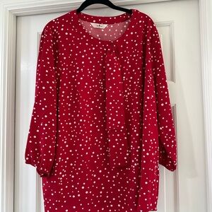 Agnes Orinda Long Sleeve Blouse color red with white dots size 2X